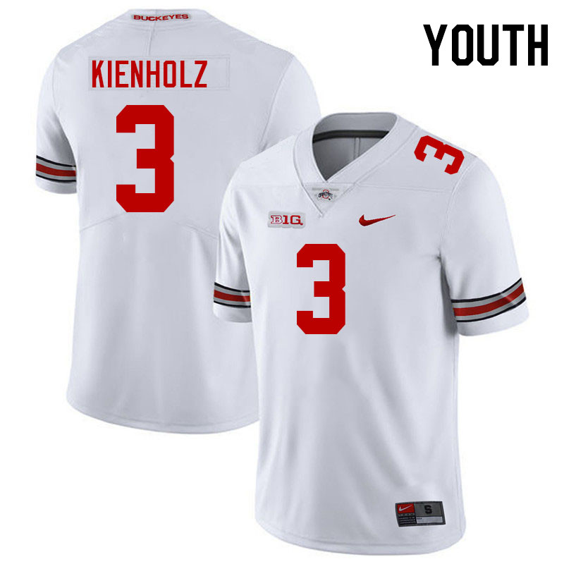 Youth #3 Lincoln Kienholz Ohio State Buckeyes College Football Jerseys Stitched-White